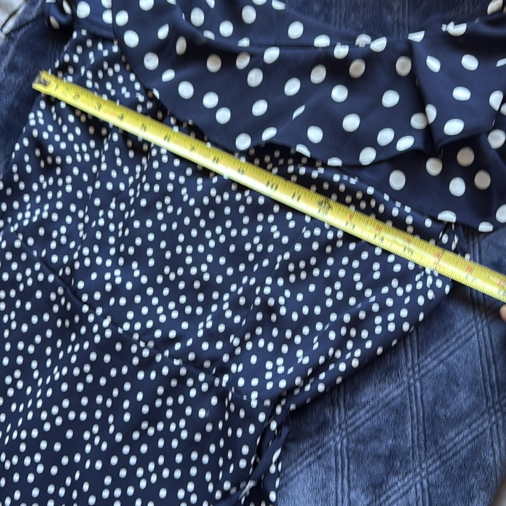 A New Day Mixed Polka Dot One Shoulder Ruffle Midi Dress - Navy Blue/White - S - Picture 6 of 11